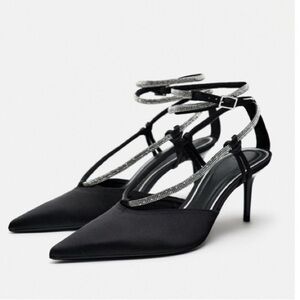 Zara rhinestone strappy high heeled shoes